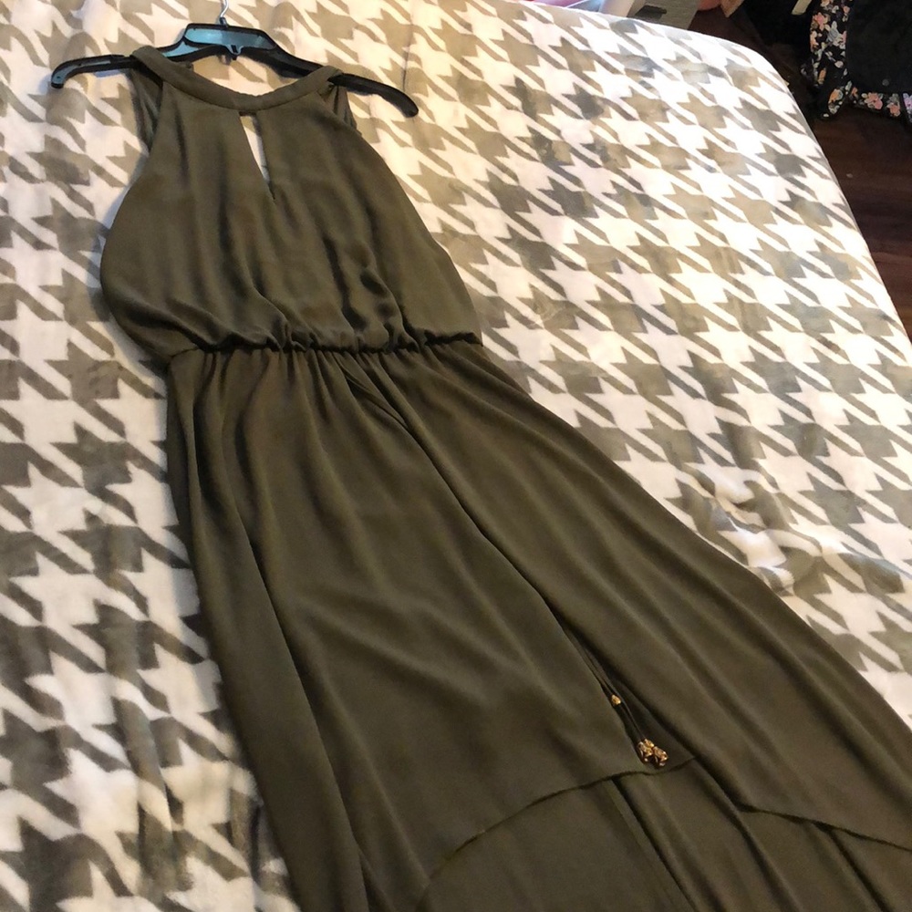 Beautiful green tone high low maxi dress
